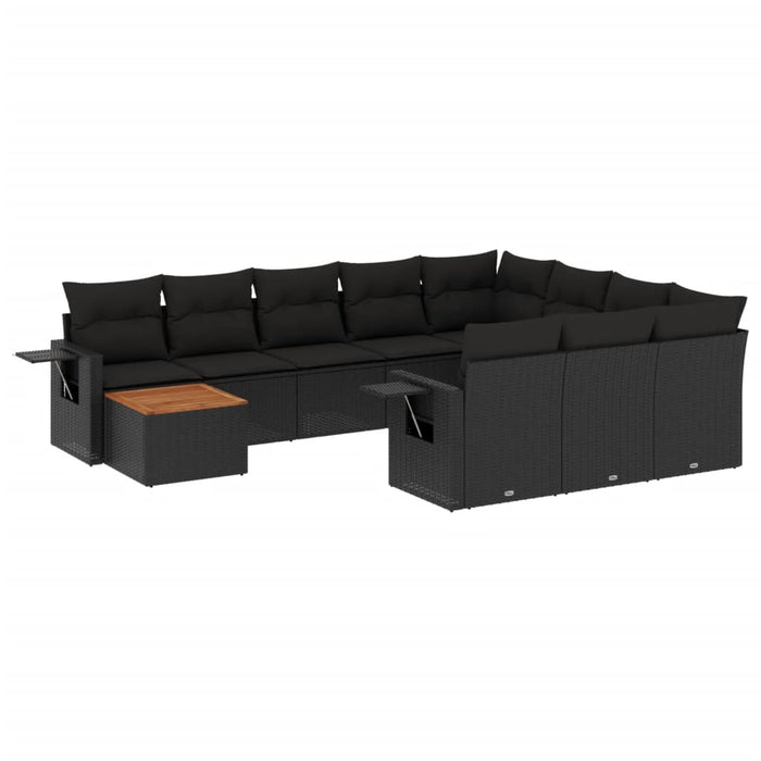 Set canapele de grădină cu perne, 11 piese, negru, poliratan - WALTI WALTI