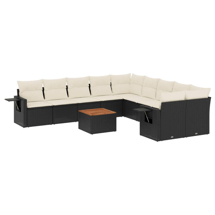 Set canapele de grădină cu perne, 11 piese, negru, poliratan - WALTI WALTI