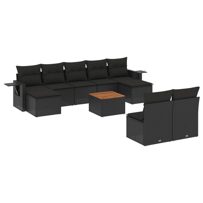 Set canapele de grădină cu perne, 10 piese, negru, poliratan - WALTI WALTI