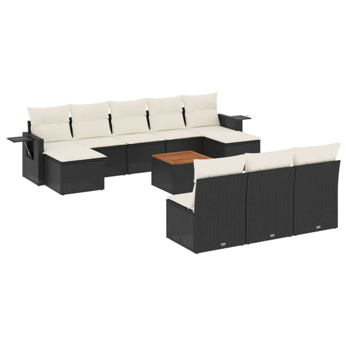 Set canapele de grădină cu perne, 11 piese, negru, poliratan - WALTI WALTI