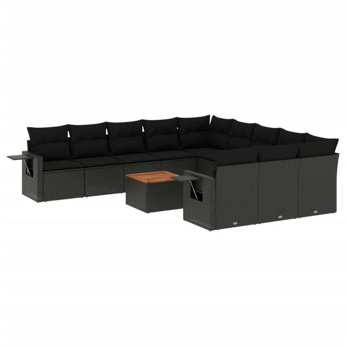 Set canapele de grădină, 12 piese, cu perne, negru, poliratan - WALTI WALTI