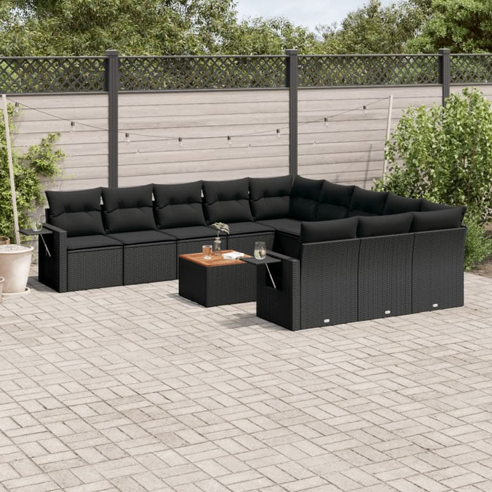 Set canapele de grădină, 12 piese, cu perne, negru, poliratan - WALTI WALTI