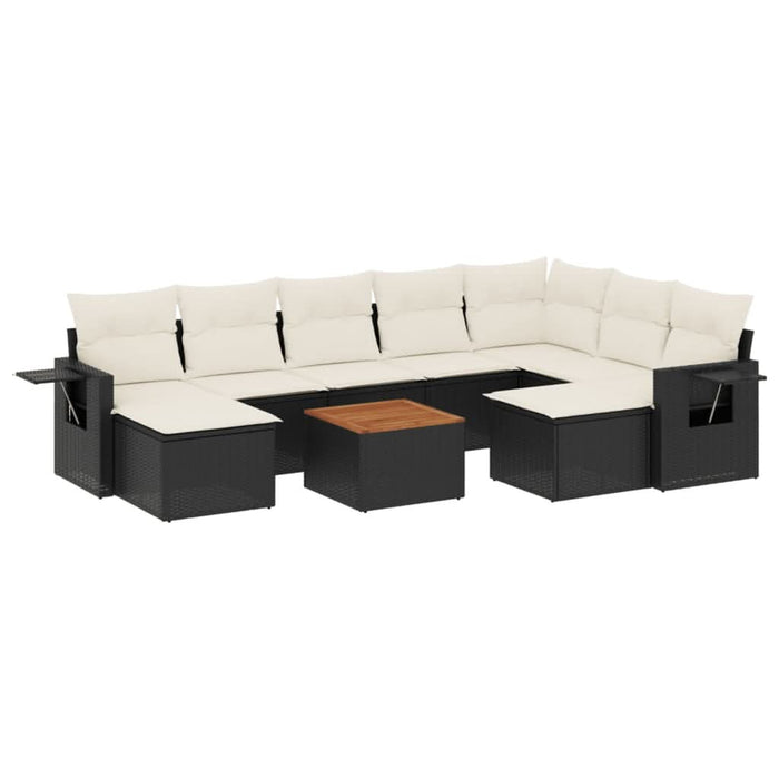 Set canapele de grădină cu perne, 10 piese, negru, poliratan - WALTI WALTI