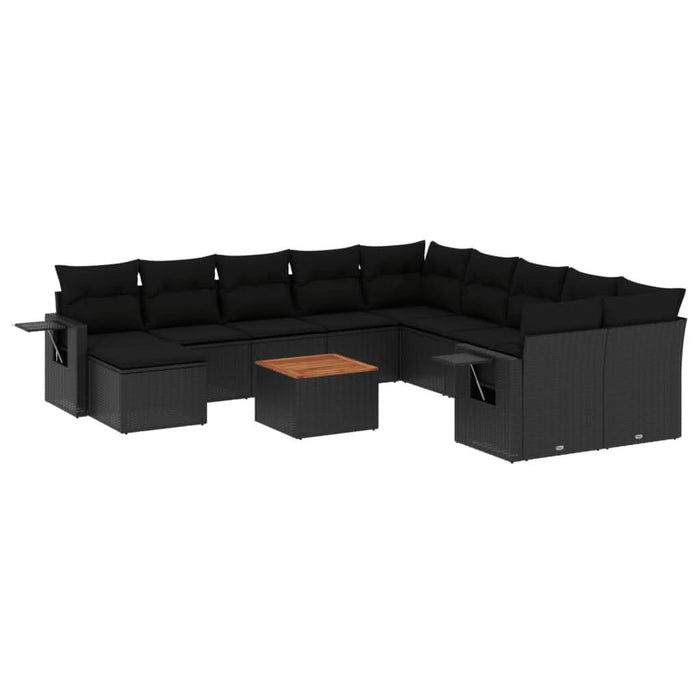 Set canapele de grădină, 12 piese, cu perne, negru, poliratan - WALTI WALTI