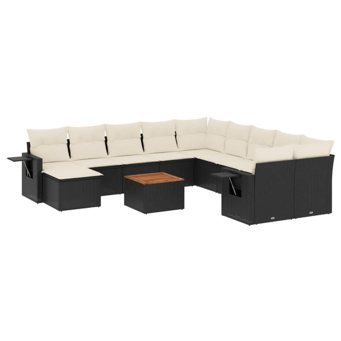 Set canapele de grădină, 12 piese, cu perne, negru, poliratan - WALTI WALTI