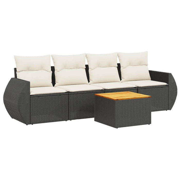 Set mobilier de grădină cu perne, 5 piese, negru, poliratan - WALTI WALTI