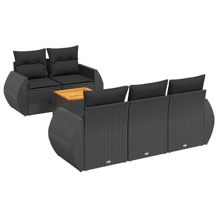Set mobilier de grădină cu perne, 6 piese, negru, poliratan - WALTI WALTI