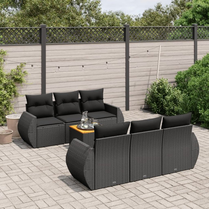 Set canapele de grădină cu perne, 7 piese, negru, poliratan - WALTI WALTI