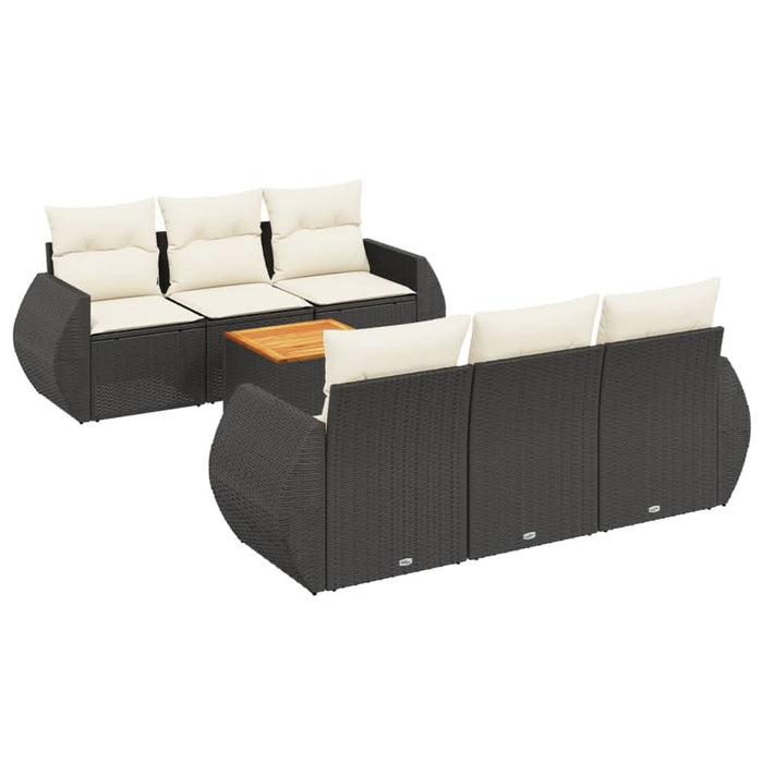 Set canapele de grădină cu perne, 7 piese, negru, poliratan - WALTI WALTI