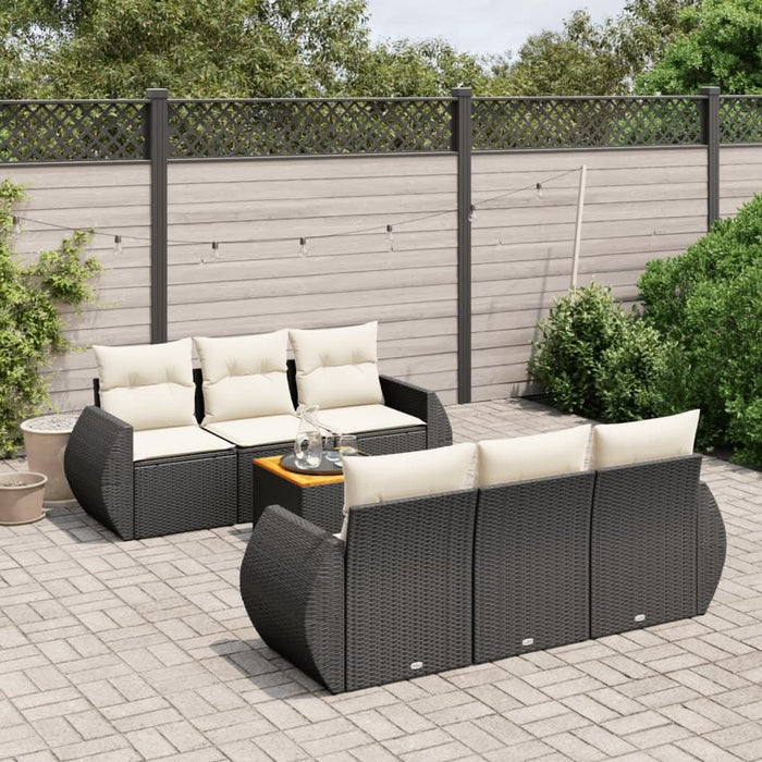 Set canapele de grădină cu perne, 7 piese, negru, poliratan - WALTI WALTI