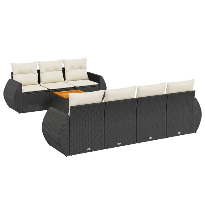 Set mobilier de grădină cu perne, 8 piese, negru, poliratan - WALTI WALTI