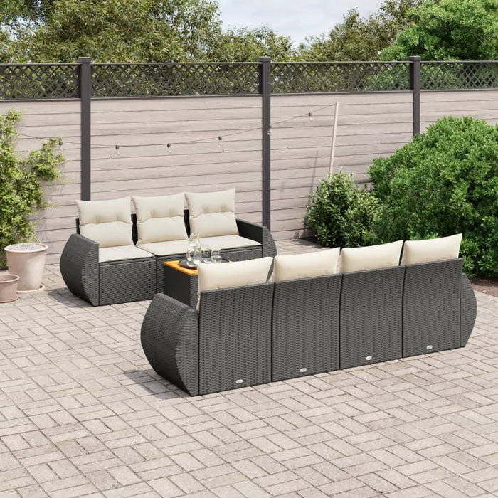 Set mobilier de grădină cu perne, 8 piese, negru, poliratan - WALTI WALTI