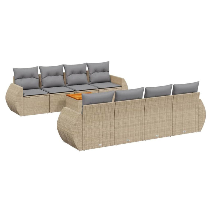 Set canapele de grădină, 9 piese, cu perne, bej, poliratan - WALTI WALTI
