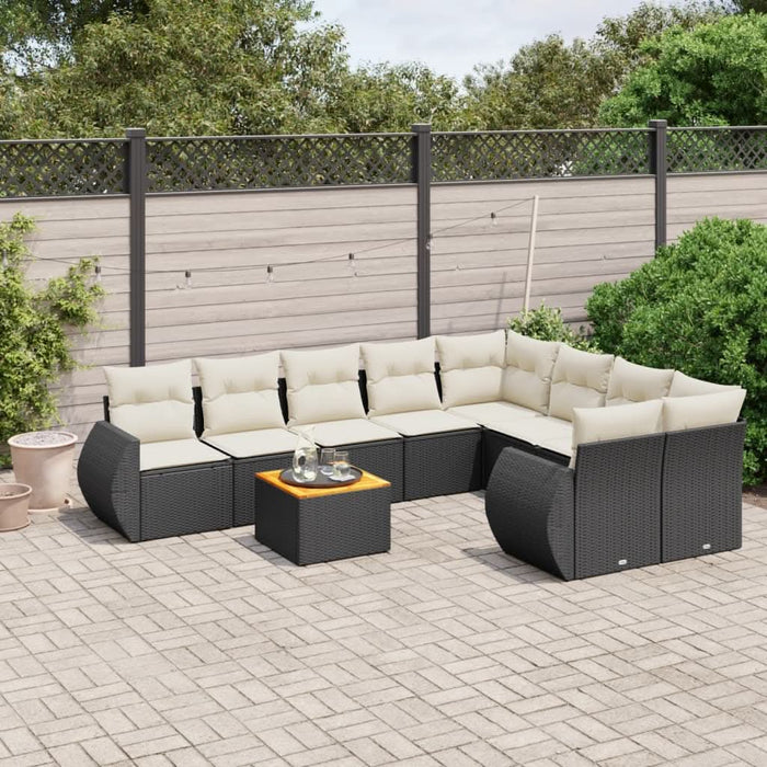 Set mobilier de grădină cu perne, 9 piese, negru, poliratan - WALTI WALTI