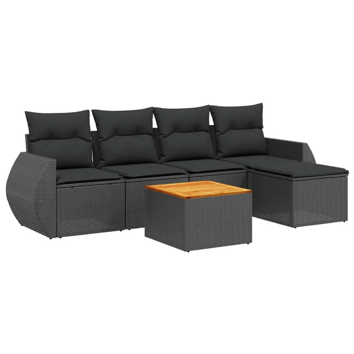 Set mobilier de grădină cu perne, 6 piese, negru, poliratan - WALTI WALTI