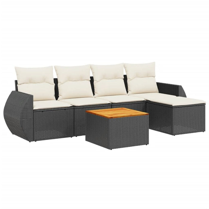 Set mobilier de grădină cu perne, 6 piese, negru, poliratan - WALTI WALTI