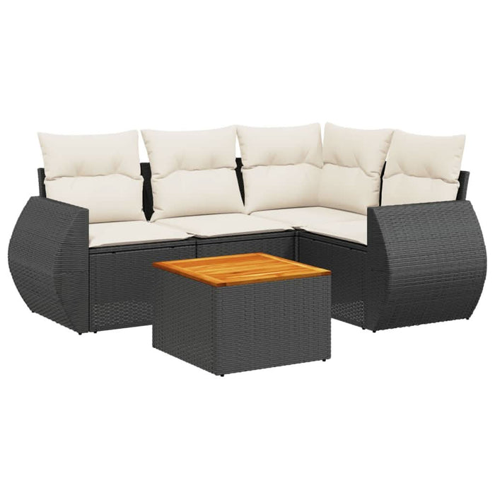 Set mobilier de grădină cu perne, 5 piese, negru, poliratan - WALTI WALTI