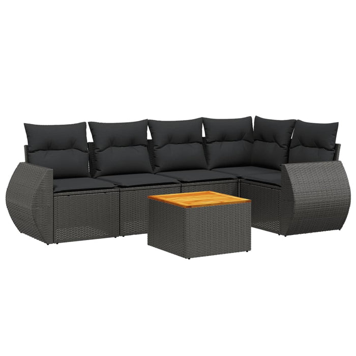 Set mobilier de grădină cu perne, 6 piese, negru, poliratan - WALTI WALTI