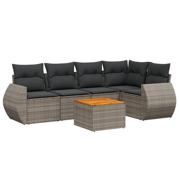 Set mobilier grădină cu perne, 6 piese, gri, poliratan - WALTI WALTI