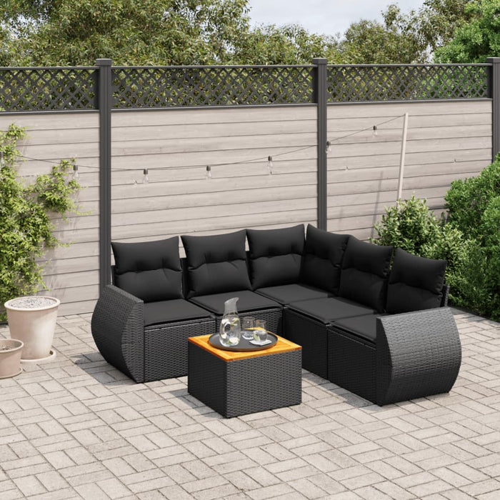 Set mobilier de grădină cu perne, 6 piese, negru, poliratan - WALTI WALTI