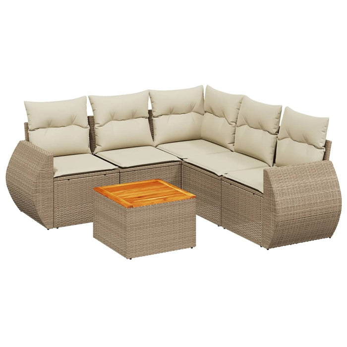 Set canapele de grădină cu perne, 6 piese, bej, poliratan WALTI