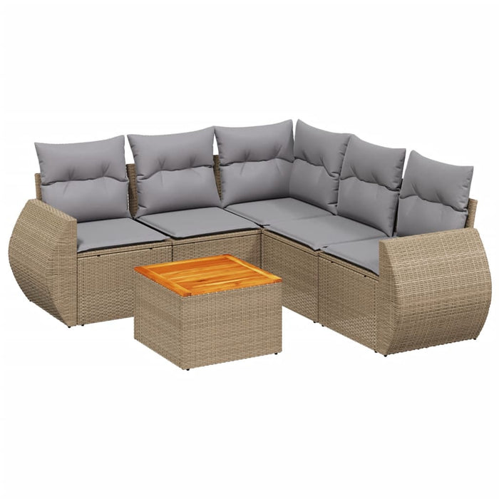 Set canapele de grădină cu perne, 6 piese, bej, poliratan WALTI