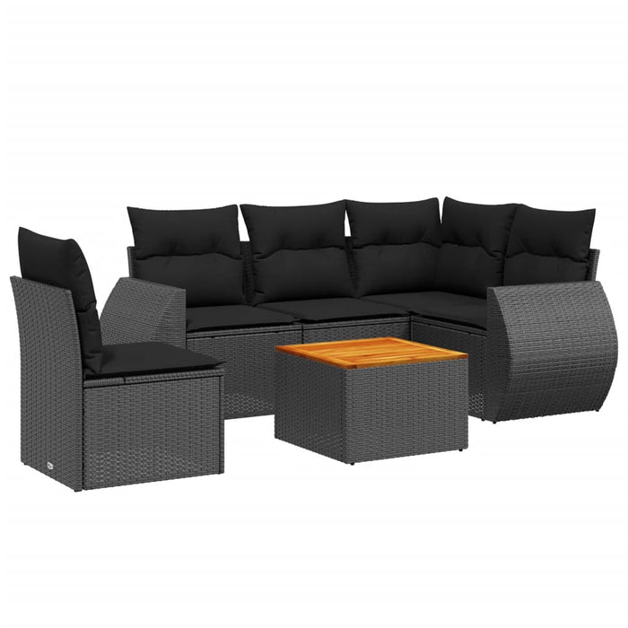 Set mobilier de grădină cu perne, 6 piese, negru, poliratan - WALTI WALTI