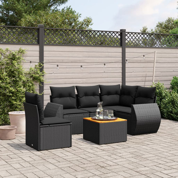 Set mobilier de grădină cu perne, 6 piese, negru, poliratan - WALTI WALTI