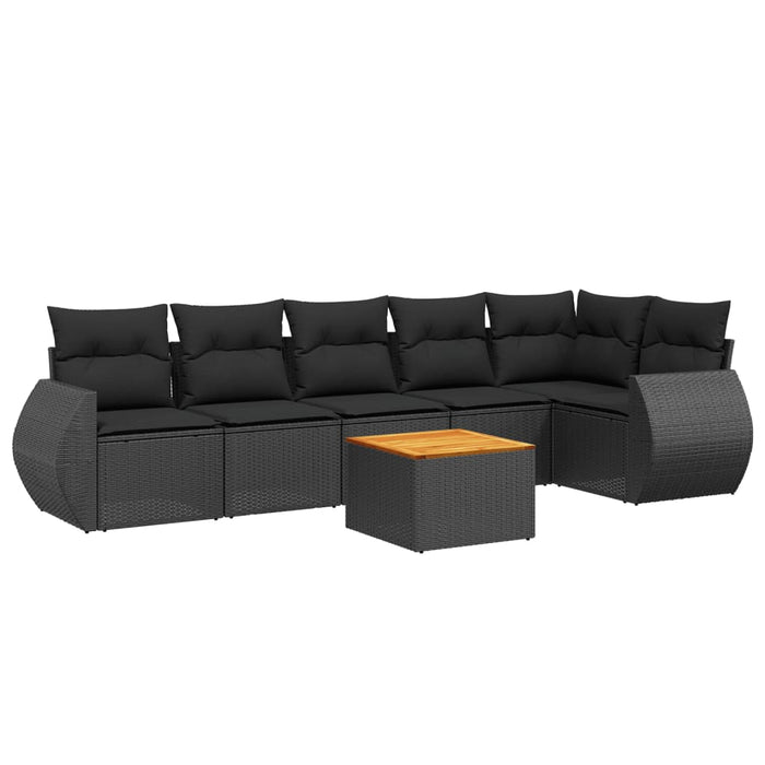 Set canapele de grădină cu perne, 7 piese, negru, poliratan - WALTI WALTI