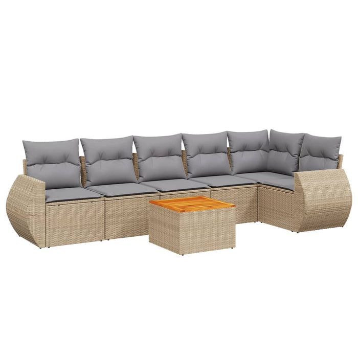 Set canapele de grădină, 7 piese, cu perne, bej, poliratan WALTI