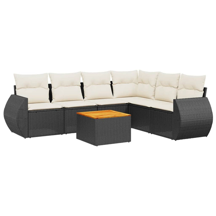 Set canapele de grădină cu perne, 7 piese, negru, poliratan WALTI