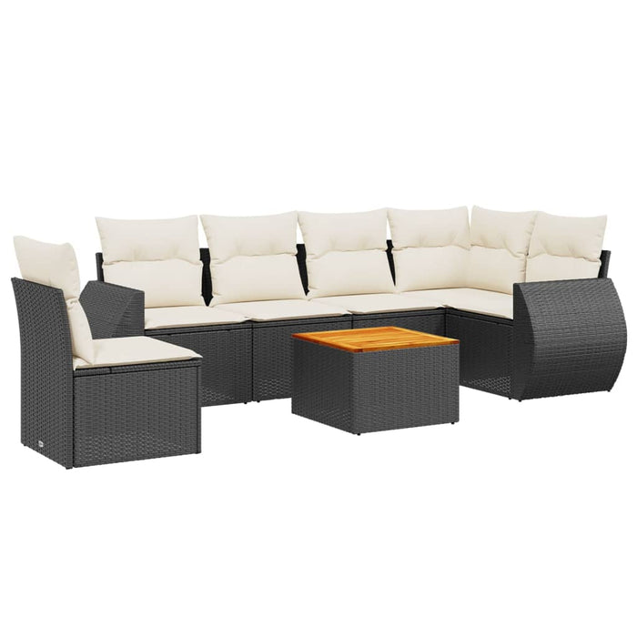 Set canapele de grădină cu perne, 7 piese, negru, poliratan - WALTI WALTI