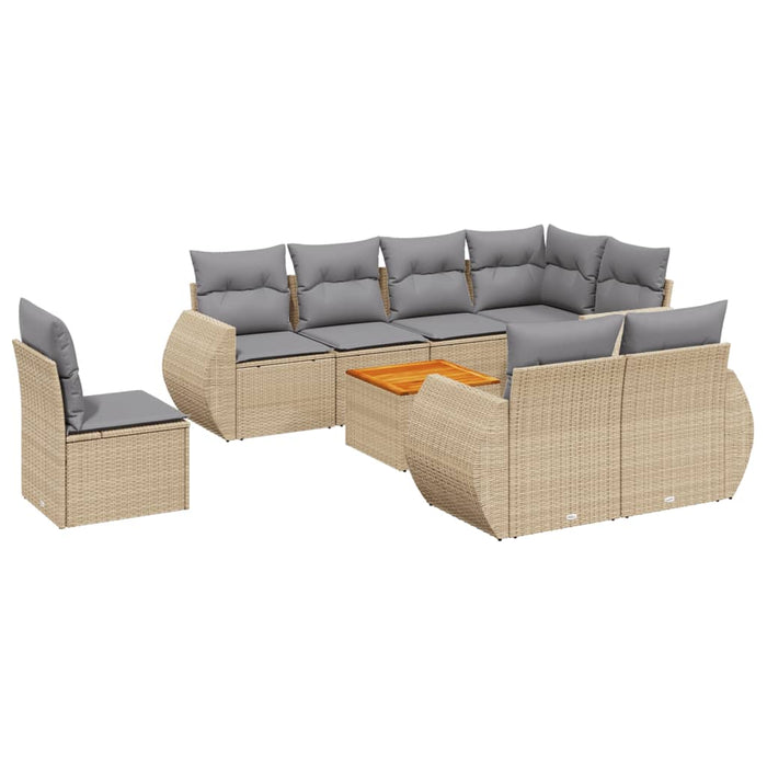 Set canapele de grădină, 9 piese, cu perne, bej, poliratan - WALTI WALTI
