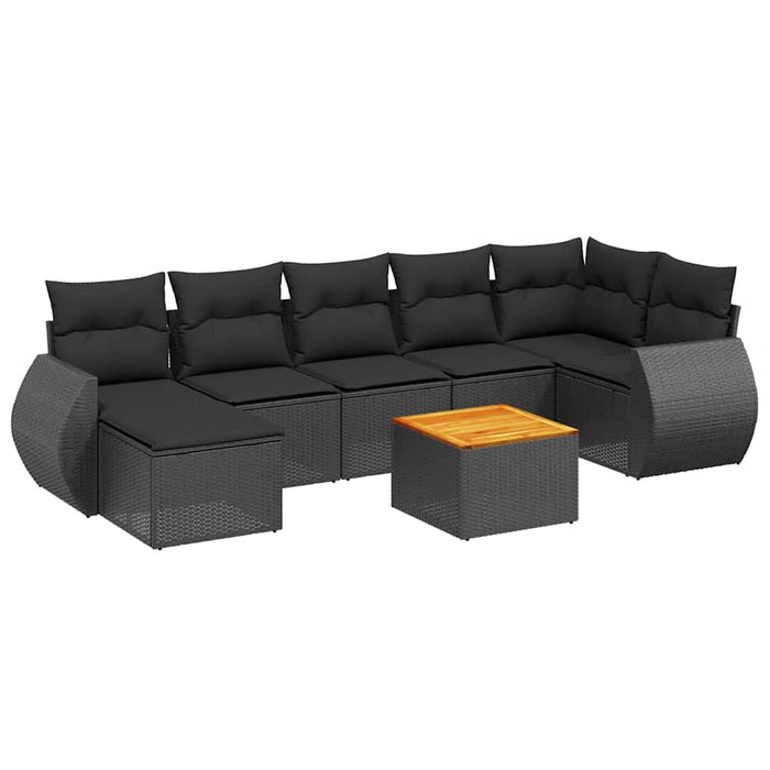 Set mobilier de grădină cu perne, 8 piese, negru, poliratan - WALTI WALTI