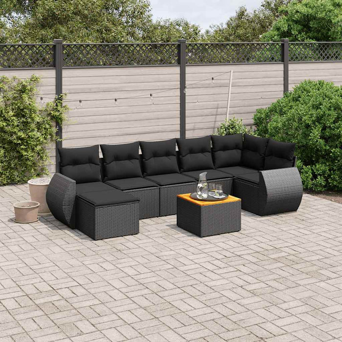 Set mobilier de grădină cu perne, 8 piese, negru, poliratan - WALTI WALTI