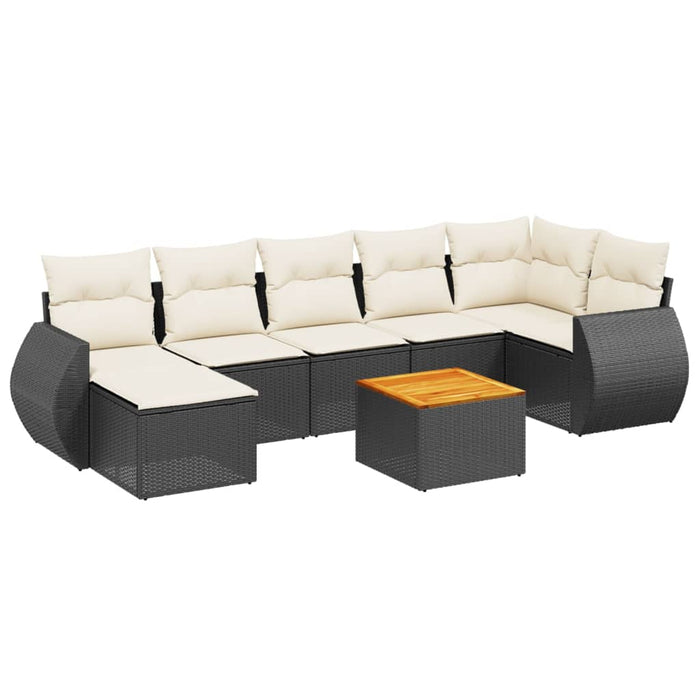 Set mobilier de grădină cu perne, 8 piese, negru, poliratan - WALTI WALTI