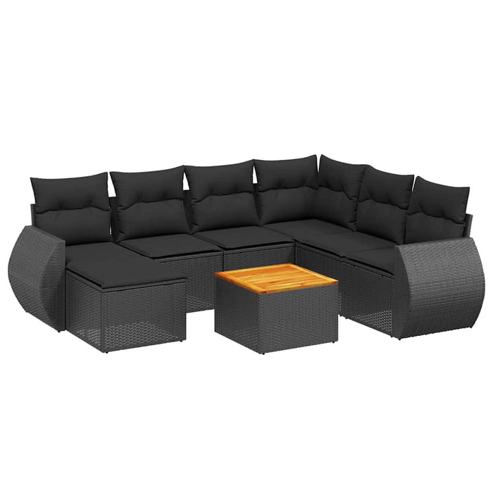 Set mobilier de grădină cu perne, 8 piese, negru, poliratan - WALTI WALTI