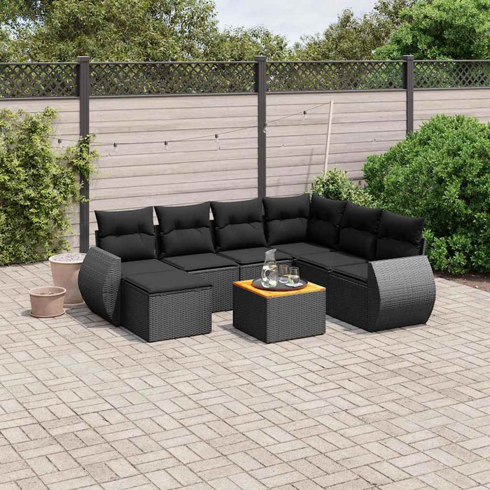 Set mobilier de grădină cu perne, 8 piese, negru, poliratan - WALTI WALTI