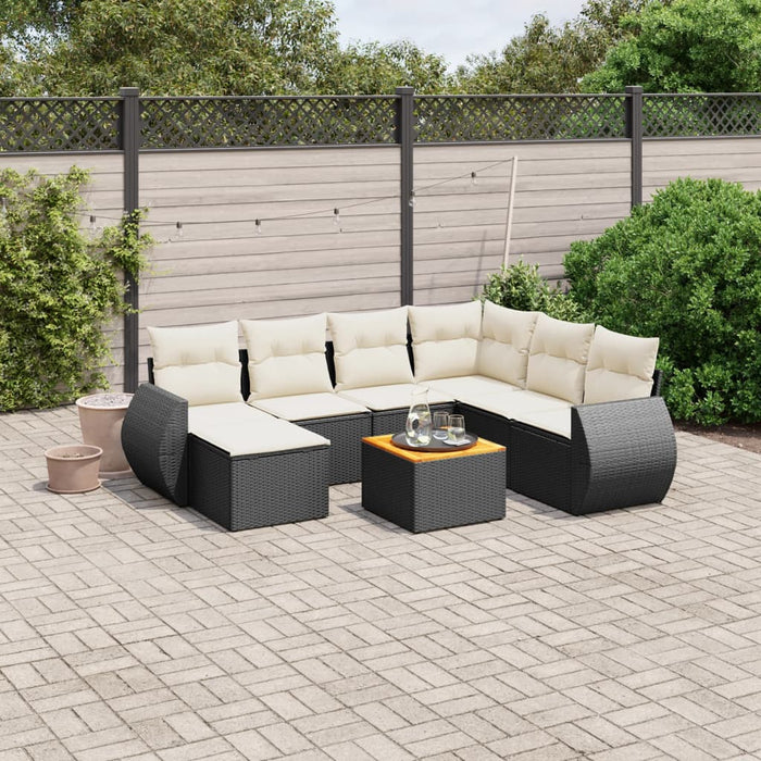 Set mobilier de grădină cu perne, 8 piese, negru, poliratan - WALTI WALTI