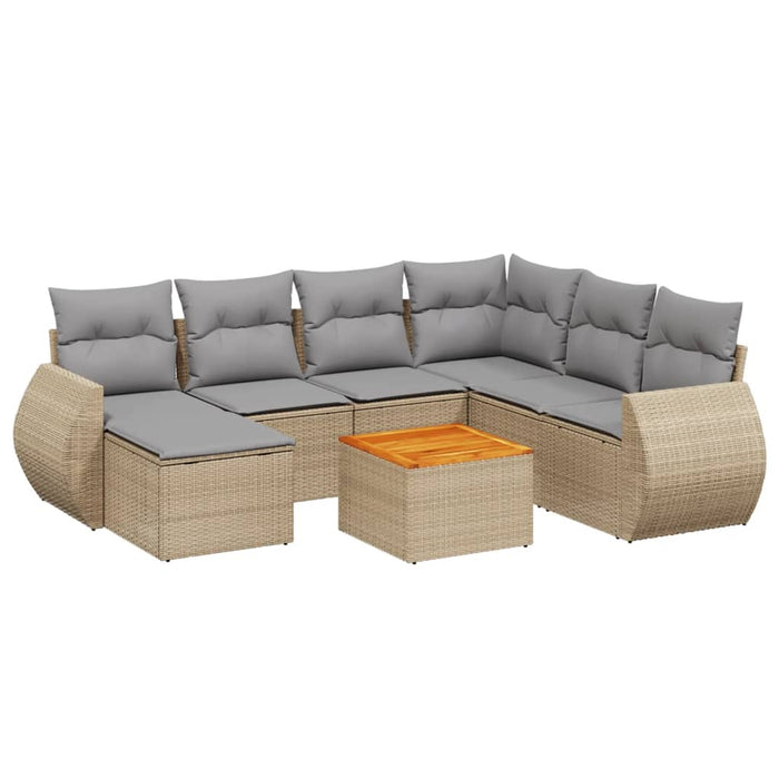 Set canapele de grădină, 8 piese, cu perne, bej, poliratan WALTI