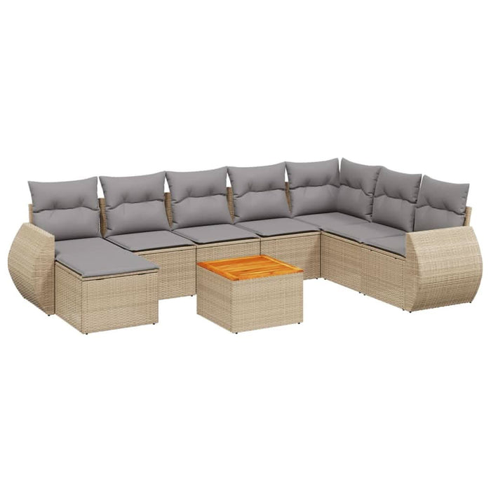 Set canapele de grădină, 9 piese, cu perne, bej, poliratan - WALTI WALTI