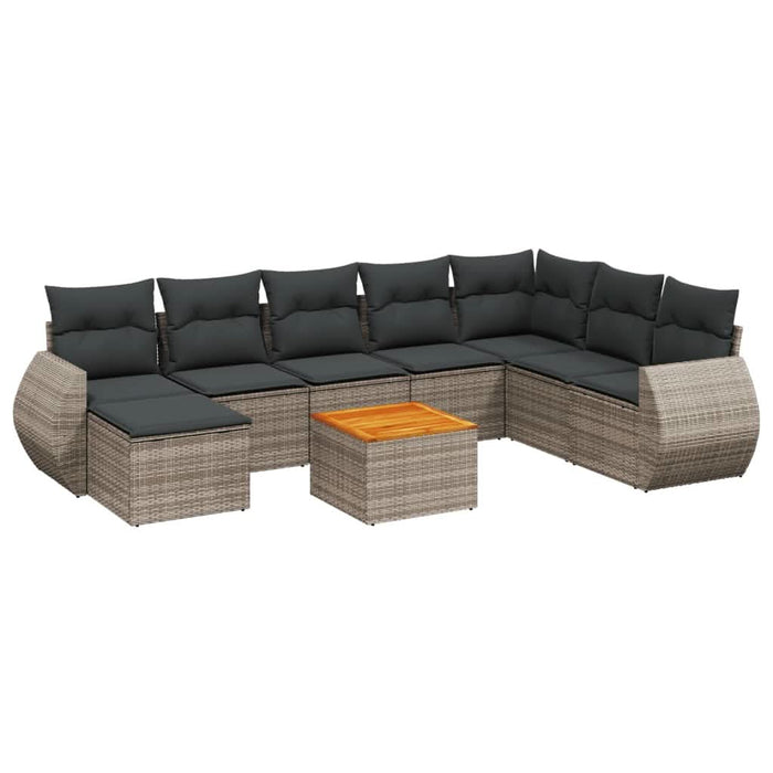 Set canapele de grădină, 9 piese, cu perne, gri, poliratan - WALTI WALTI