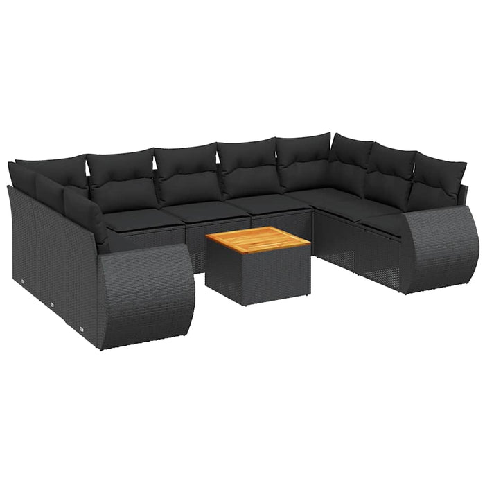 Set canapele de grădină cu perne, 10 piese, negru, poliratan - WALTI WALTI