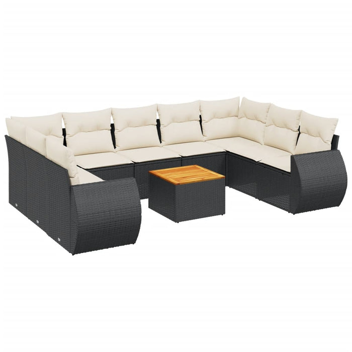 Set canapele de grădină cu perne, 10 piese, negru, poliratan - WALTI WALTI