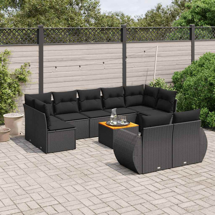Set canapele de grădină cu perne, 10 piese, negru, poliratan - WALTI WALTI