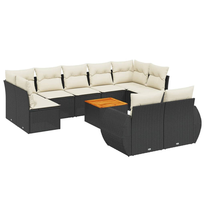 Set canapele de grădină cu perne, 10 piese, negru, poliratan - WALTI WALTI