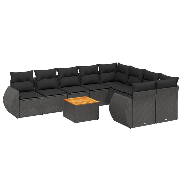 Set canapele de grădină cu perne, 10 piese, negru, poliratan - WALTI WALTI