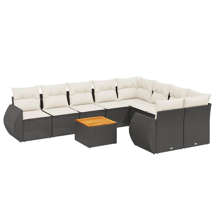 Set canapele de grădină cu perne, 10 piese, negru, poliratan - WALTI WALTI