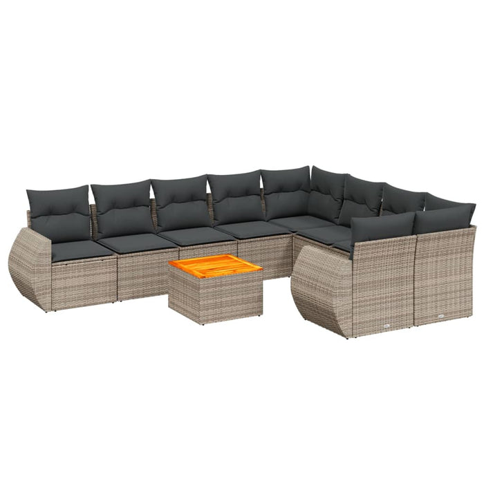 Set mobilier de grădină cu perne, 10 piese, gri, poliratan - WALTI WALTI