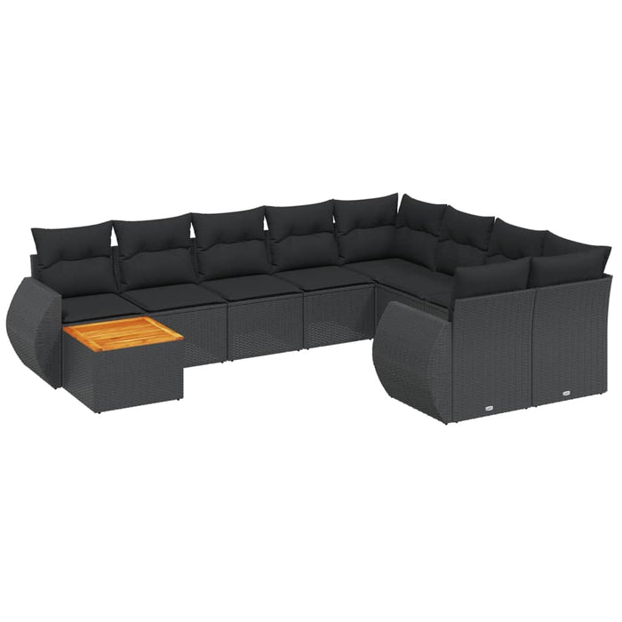 Set canapele de grădină cu perne, 10 piese, negru, poliratan - WALTI WALTI